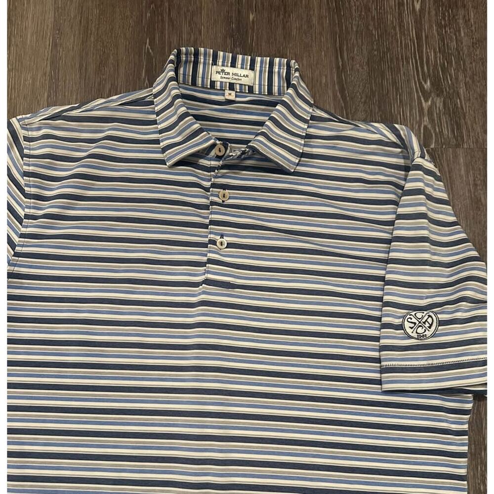 Peter Millar Dry Fit Golf Course Striped Polo Size Medium